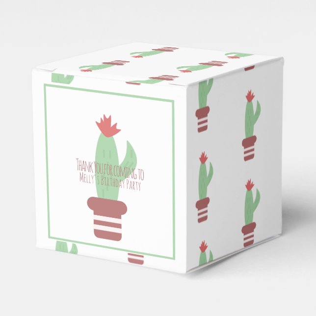Modern Cactus Plant Birthday Party Thank You  Favor Boxes (Front Side)