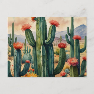 Modern Cactus Postcard   Minimalist Desert Botanic