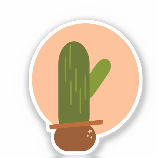 Modern Cactus Potted Bohemian Design Sticker (Front)