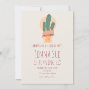 Modern Cactus Potted Plant Rainbow Birthday Party