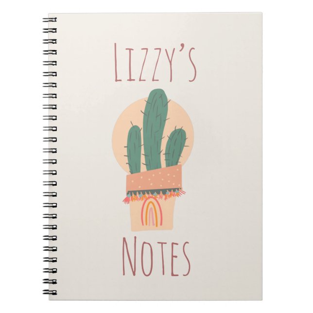 Modern Cactus Potted Plant Rainbow  Notebook (Front)