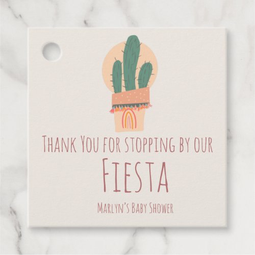 Modern Cactus Potted Plant Rainbow Party Favor Tags