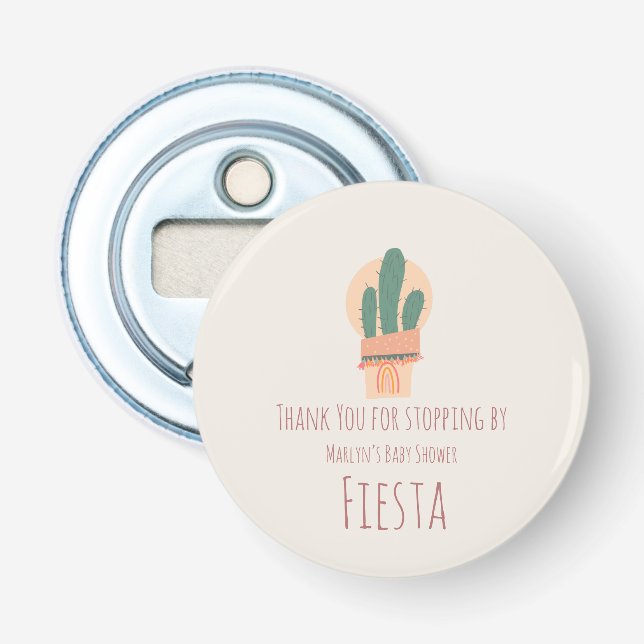 Modern Cactus Potted Plant Rainbow Party Paper Bottle Opener (Front)