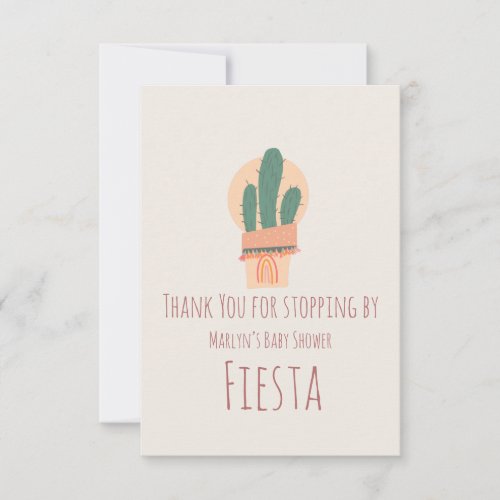 Modern Cactus Potted Plant Rainbow Party Thank You Card