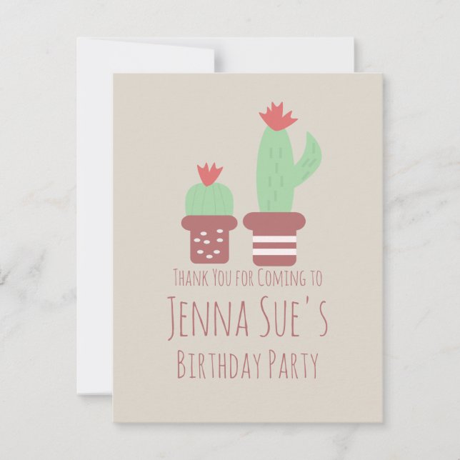 Modern Cactus Potted Plants Birthday Party Card (Front)