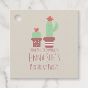 Modern Cactus Potted Plants Birthday Party Favor Tags