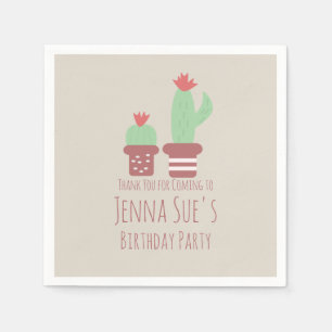 Modern Cactus Potted Plants Birthday Party Napkins