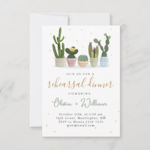 Modern Cactus Rehearsal Dinner  Invitation