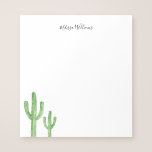 Modern Cactus Script Personalized Notepad<br><div class="desc">This modern cactus notepad features a unique hand-painted watercolor Saguaro cactus. This simple and elegant southwest desert themed stationery is a perfect choice for your personalized notes.</div>