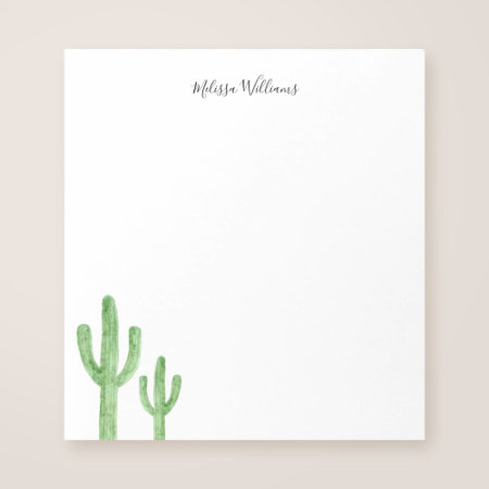 Modern Cactus Script Personalized Notepad