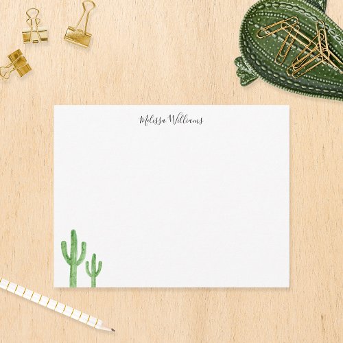 Modern Cactus Script Personalized Stationery Note Card