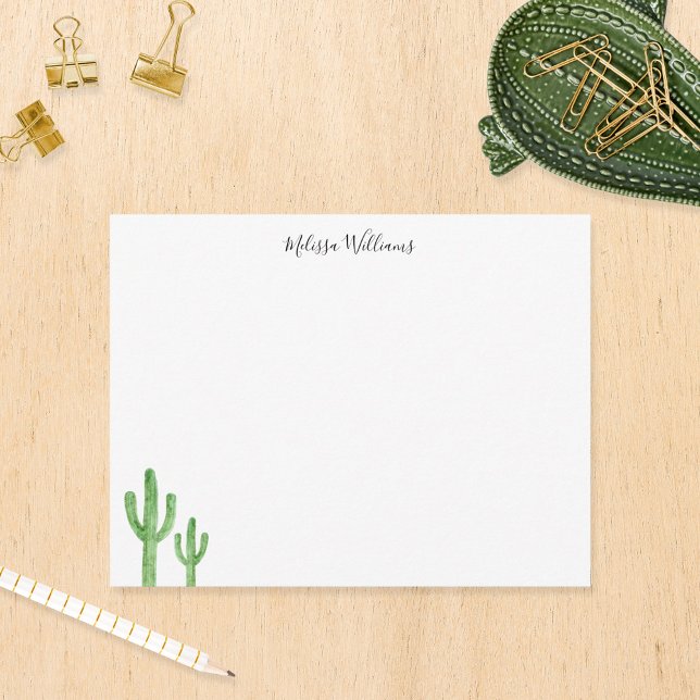 Modern Cactus Script Personalized Stationery Note Card (Creator Uploaded)