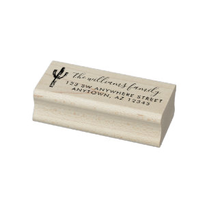 Modern Cactus Script Return Address Rubber Stamp