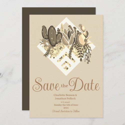 Modern Cactus  Succulents Wedding Save The Date