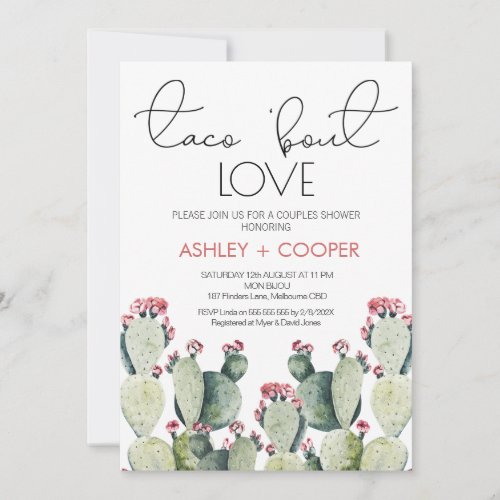 Modern Cactus Taco bout Love Couples Shower Invitation
