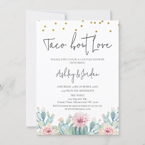 Modern Cactus Taco bout Love Couples Shower Invitation