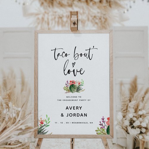 Modern Cactus Taco Bout Love Engagement Party Sign