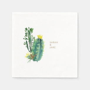 Modern Cactus Wedding Cocktail Napkins