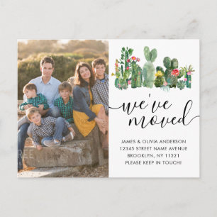 Modern Cactus We've Moved New Home Photo Moving Announcement Postcard