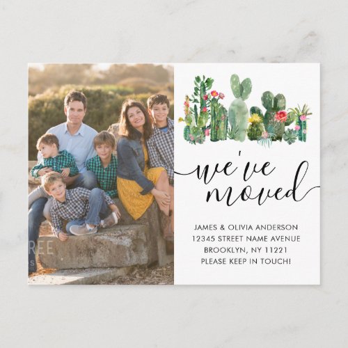 Modern Cactus Weve Moved New Home Photo Moving Announcement Postcard