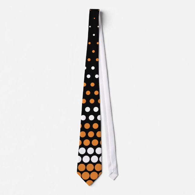 Modern Cadmium Orange and White Polka Dot Neck Tie (Front)