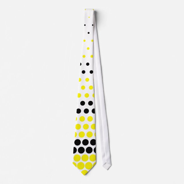 Modern Cadmium Yellow and Black Polka Dot Neck Tie (Front)