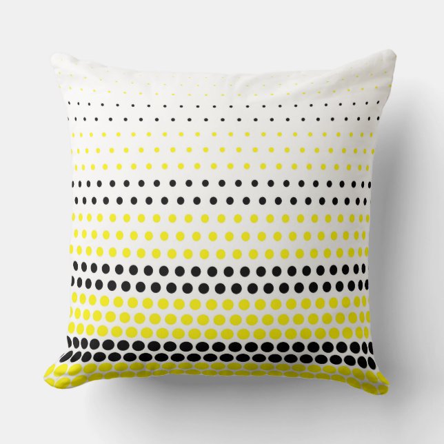Modern Cadmium Yellow and Black Polka Dot Throw Pillow (Front)