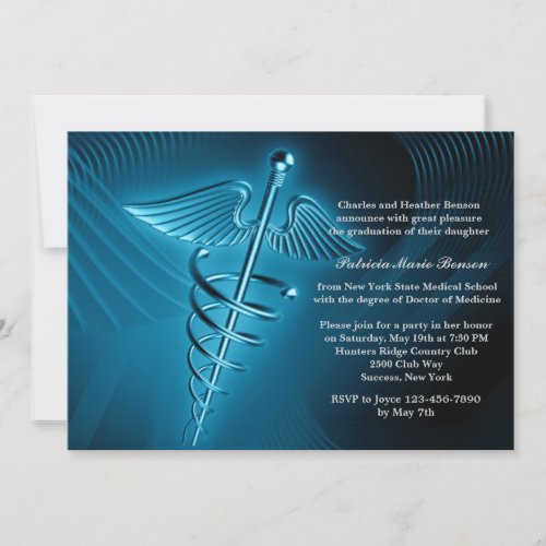 Modern Caduceus Medical School Graduation Invite