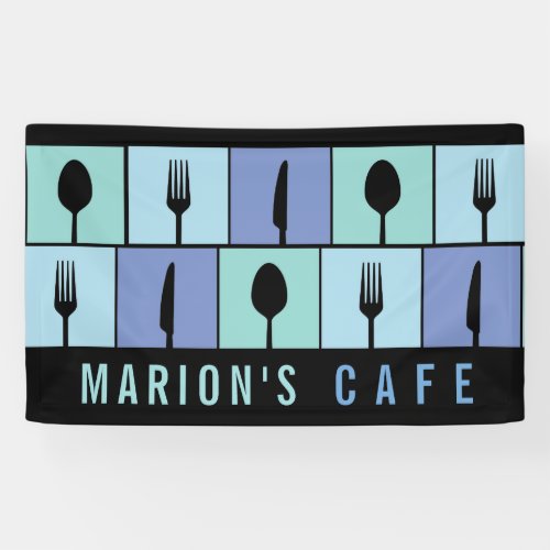 Modern Cafe Restaurant Food Utensils Custom Banner