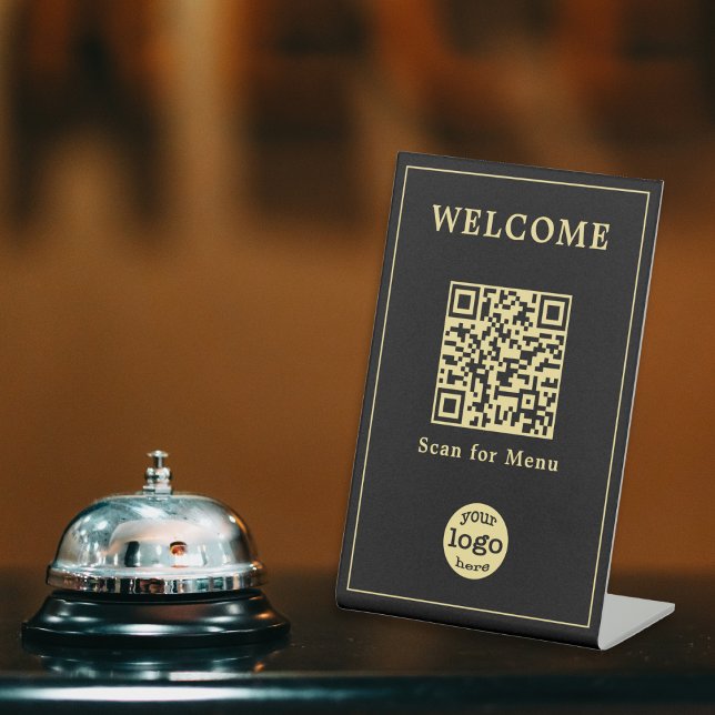 Modern Cafe Restaurant Menu QR Code Business Logo Pedestal Sign (Modern Cafe Restaurant Menu QR Code Business Logo Pedestal Sign)