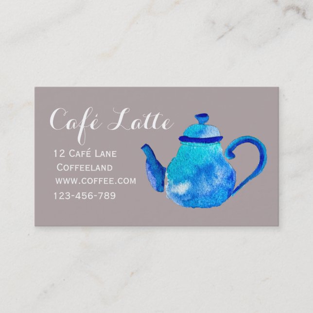Modern cafe tea shop teapot business card (Front)