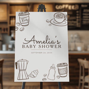 Modern Cafe Themed Hand Drawn Baby Shower Foam Board
