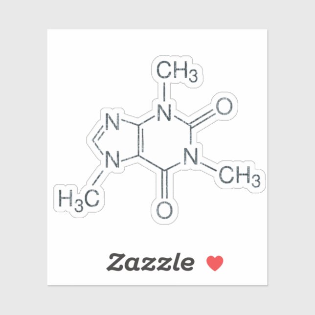 Modern Caffeine Molecule Chemical Structure Sticker (Sheet)
