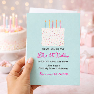 Modern Cake Birthday Invitation, Colorful Sprinkle Invitation