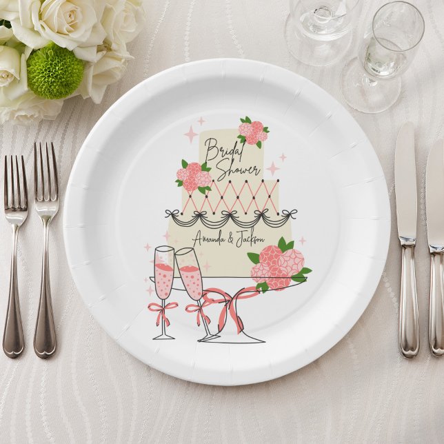 Modern Cake Bridal Shower Paper Plates (Creator Uploaded)