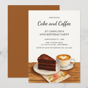 Modern Cake & Coffee 30th Adult Birthday Party Invitation