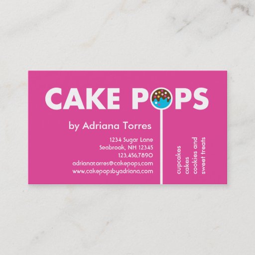 Customizable Modern Cake Pops Business Card