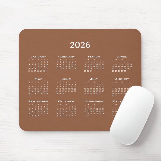 Modern calendar brown minimalist mouse pad (With Mouse)