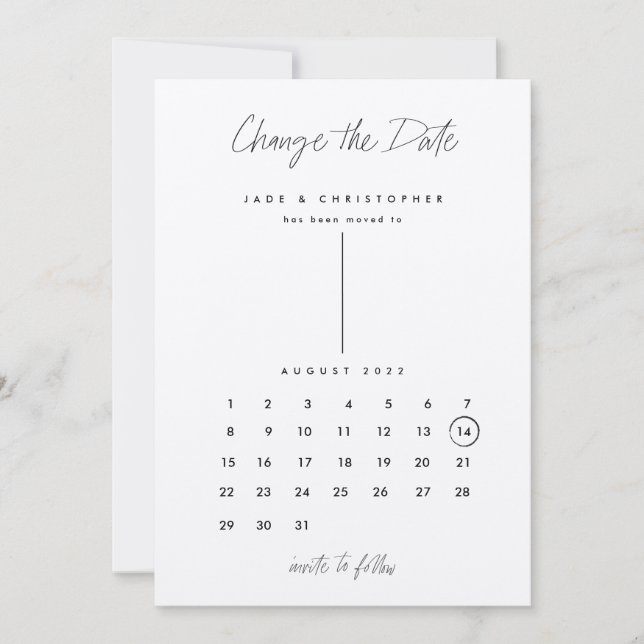 Modern calendar Kraft change the date Save The Date (Front)