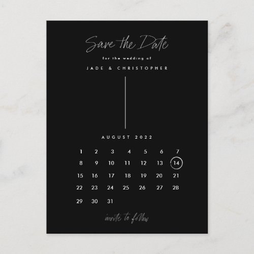 Modern calendar save the date announcement postcard