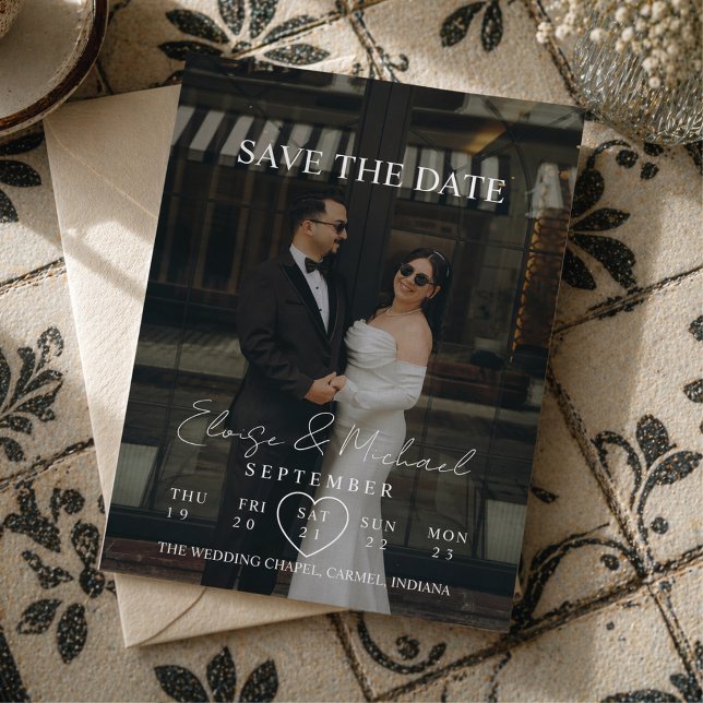 Modern Calendar Style Photo Save The Date Invitation (Modern Calendar Style Photo Save The Date Invitation)