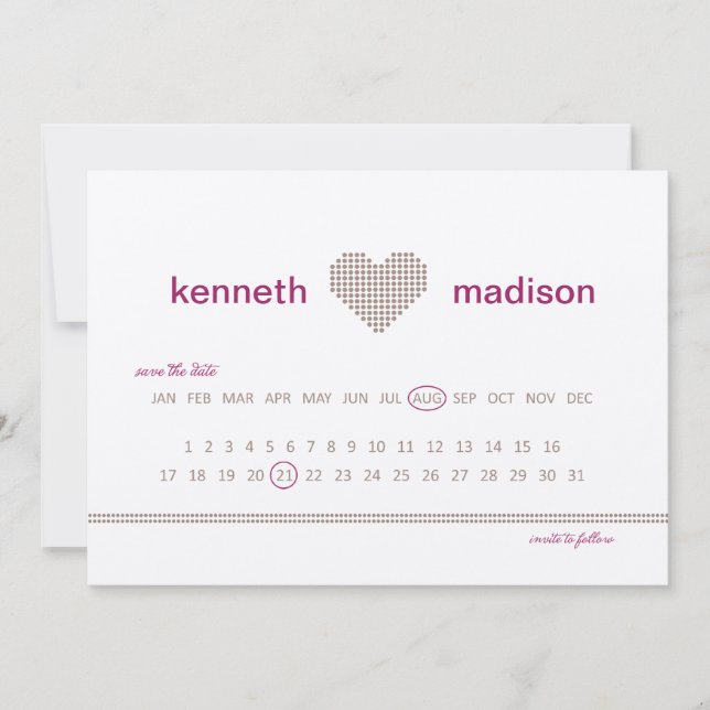Modern Calender Movable Marker Save the Date Card (Front)