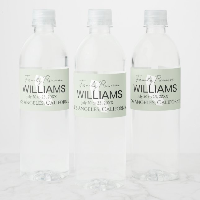 Modern California Map Personalized Family Reunion  Water Bottle Label (Bottles)