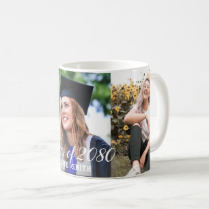 Modern Calligraph Custom 3 Photo Simple Graduation Coffee Mug