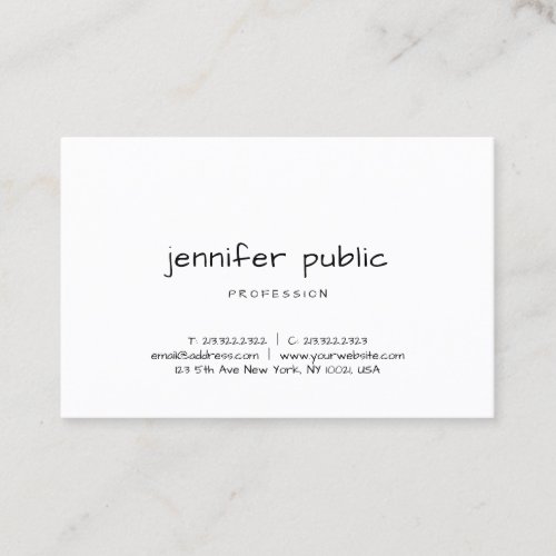 Modern Calligraphed Script Elegant Simple Template Business Card