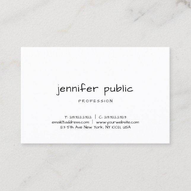Modern Calligraphed Script Elegant Simple Template Business Card (Front)