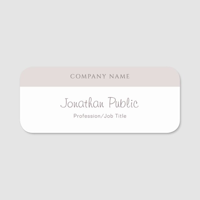 Modern Calligraphed Script Name Template Elegant Name Tag (Front)