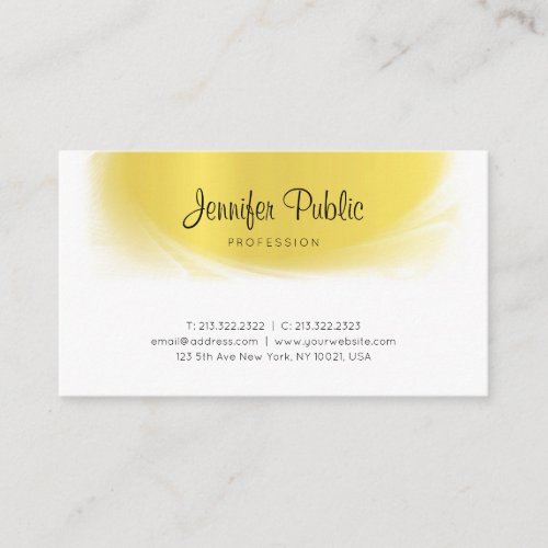 Modern Calligraphed Trendy Gold Look Luxury Elite Business Card
