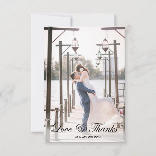 Modern Calligraphic 2 Photo Wedding Thank You Card