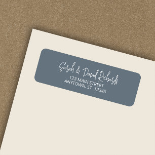 Modern Calligraphic Dusty Blue Return Address Label